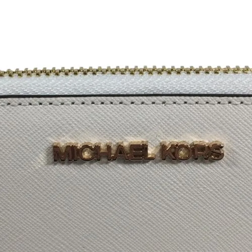 Michael Kors Phone Case Wristlet Wallet Jet Set Travel Leather Zip Optic White